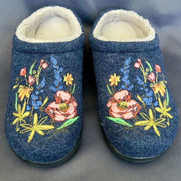LL Bean Daybreak Scuff Motif 2 Floral Clog Slippers Wool Jess Franks Women’s 8 - Picture 1 of 16